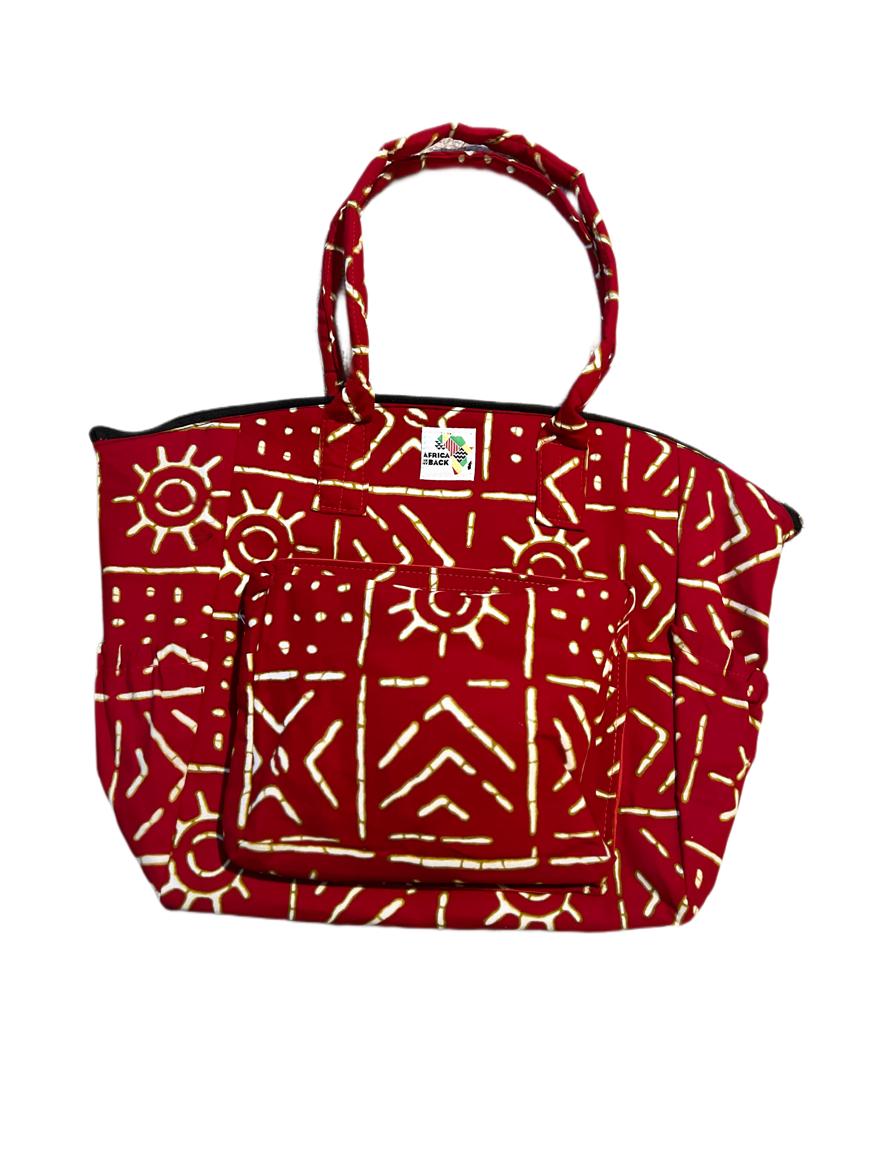 Red and Gold MudCloth Everything Bag