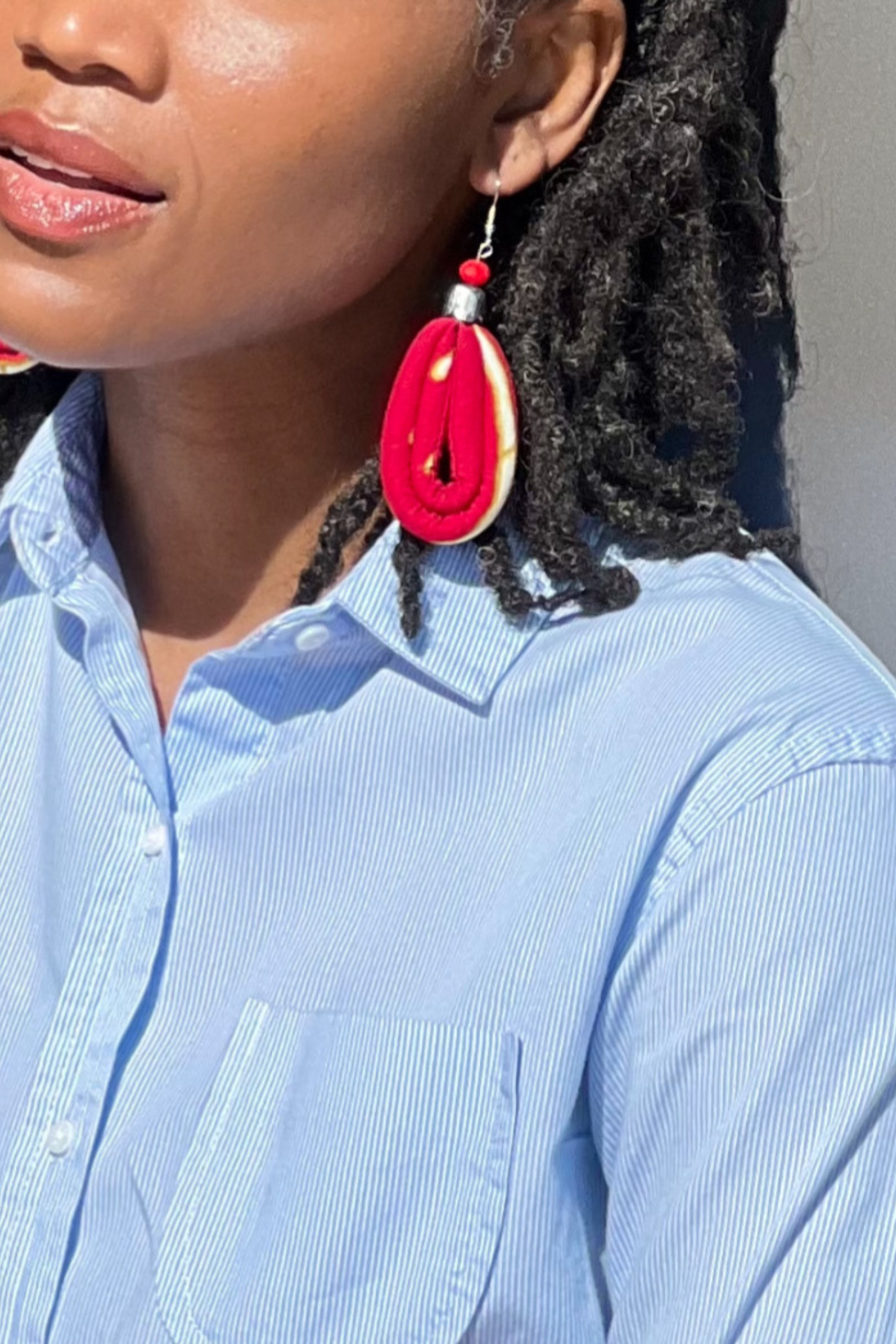 Red and Gold Mud Cloth Rope Earring Africa On My Back Red and Gold Mud Cloth Rope Earring Africa On My Back
